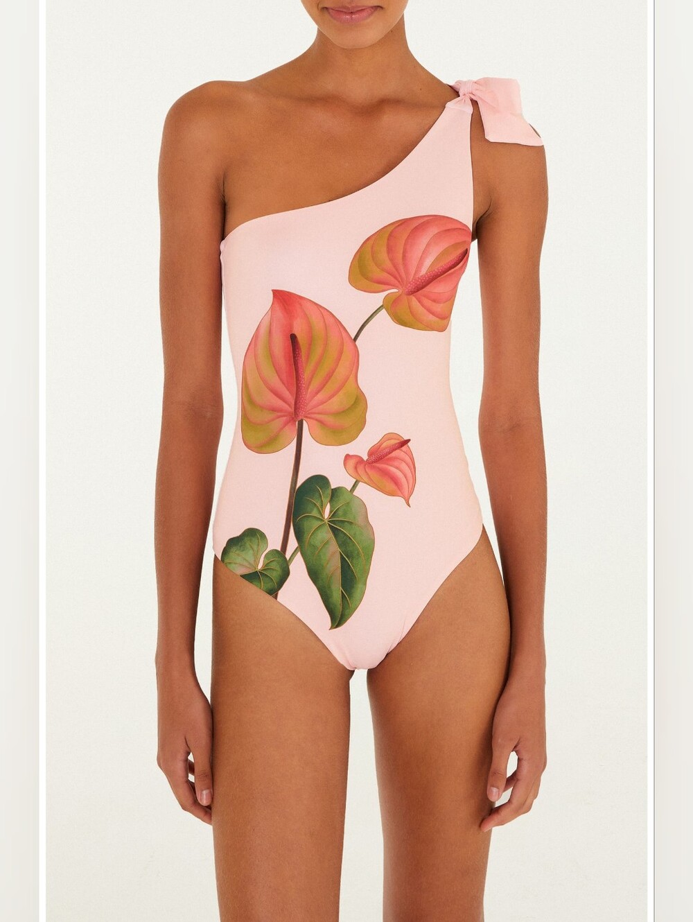 Farm Rio Anturium One-Shoulder Tie Strap  Floral Swimsuit Size Medium SW2